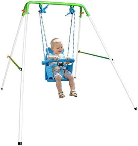 Sportspower Swing שלי הפעוט הראשון - סט נדנדה מקורה/חיצוני של תינוק כבד/חיצוני עם רתמת בטיחות כחול