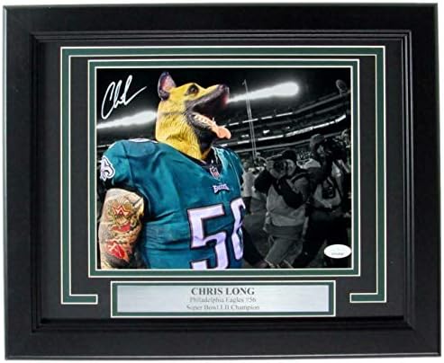 כריס לונג פילדלפיה נשרים חתומים/חתימה 8x10 ממוסגרת JSA 157832 - תמונות NFL עם חתימה