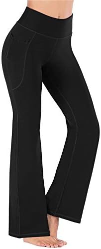חותלות מתלקות נשים אימון מכנסי יוגה הוכחת סקוואט מותניים גבוהים רגל רחבה קפריס בקרת בטן בטן טייץ 'עם כיסים