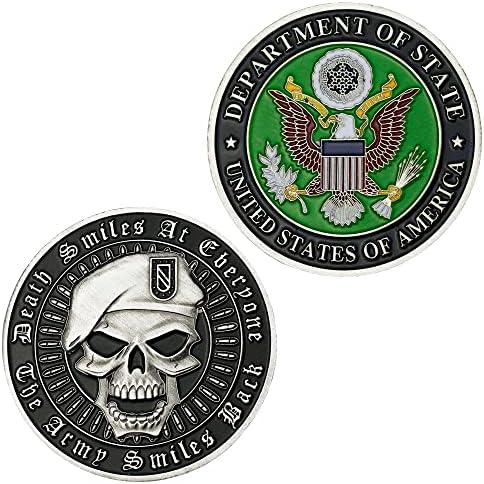דפוס גולגולת מכסף מחלקת מטבעות צבאית של ארהב מחלקת מדינות משמר החופים של חיל הים מטבע זיכרון מצופה מתנה אספנית