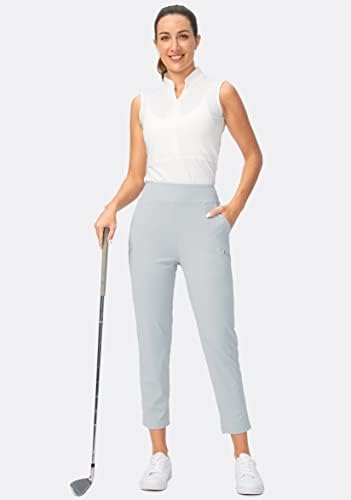 סנטיני נשים של גולף מכנסיים עם 3 רוכסן כיסים 7/8 למתוח גבוהה מותן קרסול מכנסיים לנשים נסיעות עבודה