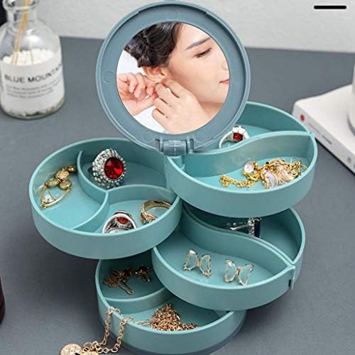 Yfqhdd קופסת תכשיטים מסתובבת, עגילים, עגילים, עגילים, קופסת אחסון תכשיטים, קופסת אחסון מתלה תכשיטים