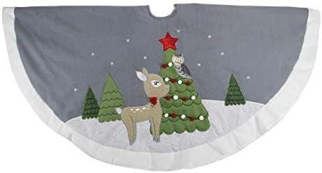 48 צבי אפור ולבן עם חצאית עץ חג המולד ינשוף