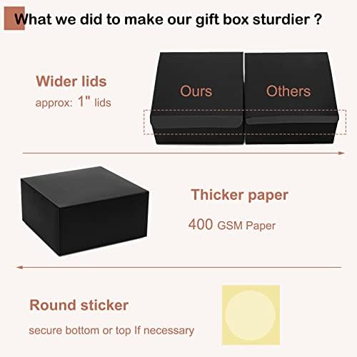 קופסאות מתנה שחורות מקפליט עם מכסים בגודל 8 על 8 על 4 אינץ ' 25 מארז קופסאות הצעת שושבינים קופסת מתנה מקרטון למתנות, קופסאות יצירה לחג