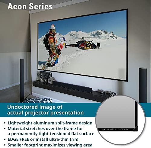 מסכי עילית סדרת AEON, 120 אינץ '16: 9, 8K / 4K Ultra HD קולנוע ביתי מסגרת קבועה מסגרת חינם ללא גבולות מסך, מסך הקרנה קדמית של Cinewhite