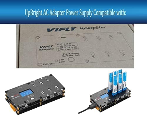 מתאם Upbright 12.6V AC/DC תואם לאחסון סוללות Lipo Vifly Whoopstor 1S עם מטען זעיר של OLED עם PH2.0 ו- BT2.0 7V-22V DC12.6V 0.9A HV סוללת