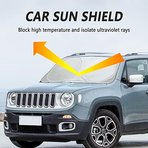 גוון שמש של השמשה הקדמית של מכונית, שמש חלון קדמי עם שקיקי אחסון הגנה על מכונית מפני נזק לקרני שמש, מתאימים לרוב מכוניות הספורט SUV משאית