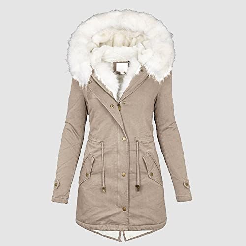 מעילי Oiumov לנשים, מעילי חורף לנשים 2022 אופנה בתוספת גודל אורך ארוך מעיל מעיל ארוך מעילי פרווה