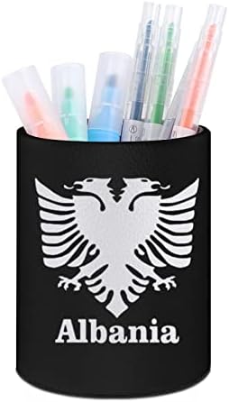 אלבניה נשר עור מפוצל עיפרון מחזיקי עגול עט כוס מיכל דפוס מארגן שולחן עבור משרד בית