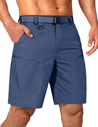 מכנסי מטען מגברים של Sholleowlulu מכנסי טיול קצרים עמידים במים מהיר ויבש קל משקל קל משקל נושם עם חגורת ניילון