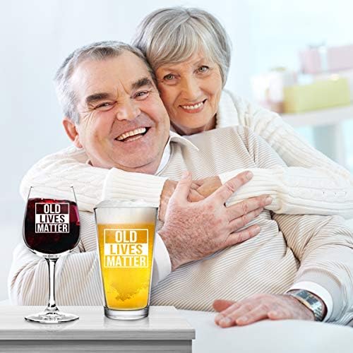 ישן חייהם משנה יין ובירה זכוכית סט / יום הולדת או פרישה מתנה לקשישים / הורה איסור פרסום מתנה עבור אמא, אבא, סבתא, סבא / תוצרת ארהב