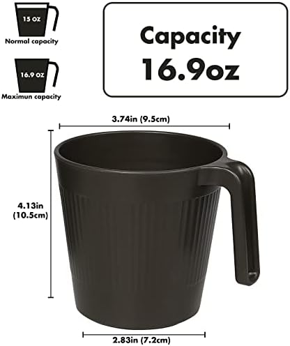 סט ספלי קפה ירוקים של 8, סט כוסות קפה מפלסטיק, 16.9 אונקיות ספלי קפה בלתי שבירים עם ידית לשימוש חוזר קמפינג / מעונות / קרוואנים כוסות