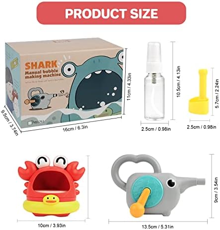 צעצוע של פוג'וקקה בועת אמבטיה, יצרנית בועות אמבטיה של סרטן כריש, בועות ידניות מכונה מפוח לאמבטיה, אמבטיה מחזות עם מפוח ידני לגיל הרך פעוטות