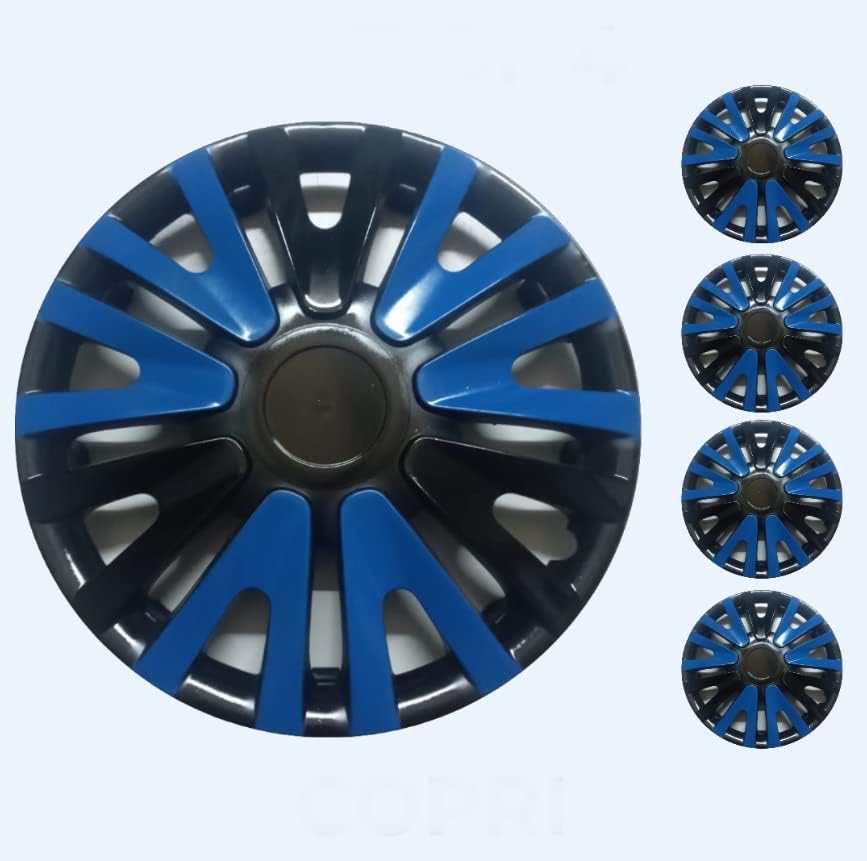 סט של כיסוי 4 גלגלים בגודל 14 אינץ 'שחור-כחול-כחול אוניברסלי מתאים לרוב המכוניות Snap-On